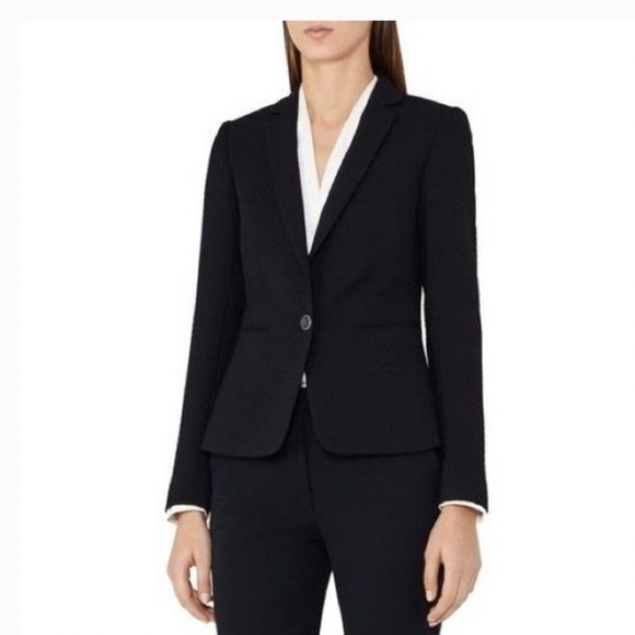 Reiss Jackets & Blazers - Reiss Isaak Navy Blue Jacket Blazer US 6 UK 10 Quilted Waffle Knit